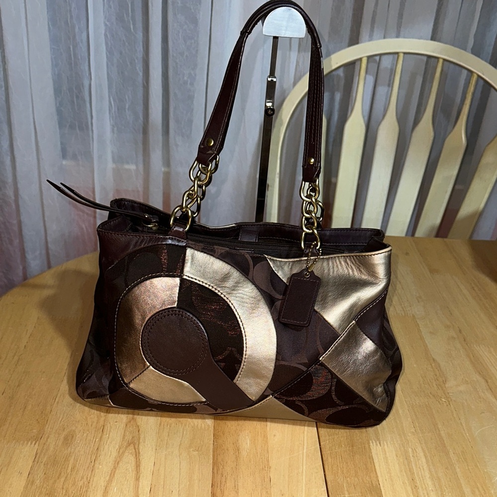 Coach 2012 EUC Brown and Gold Designer Tote Bag